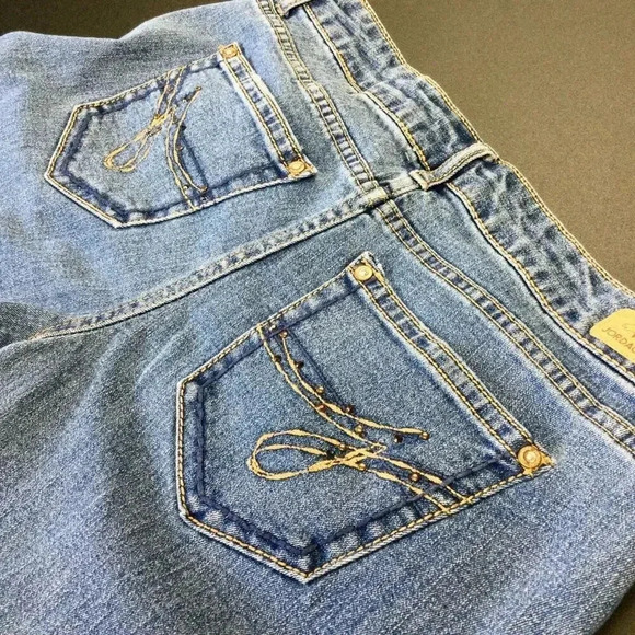 Vintage Jordache Womens Blue Denim Cuffed Skinny Crop Jeans Medium Wash Size 6 - Picture 4 of 13